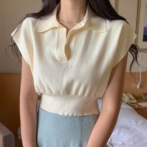 Boutique collar thin sweater top